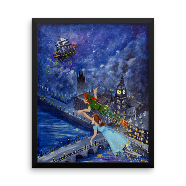 Peter Pan and Wendy Darling Fine Art Print: Framed photo paper poster