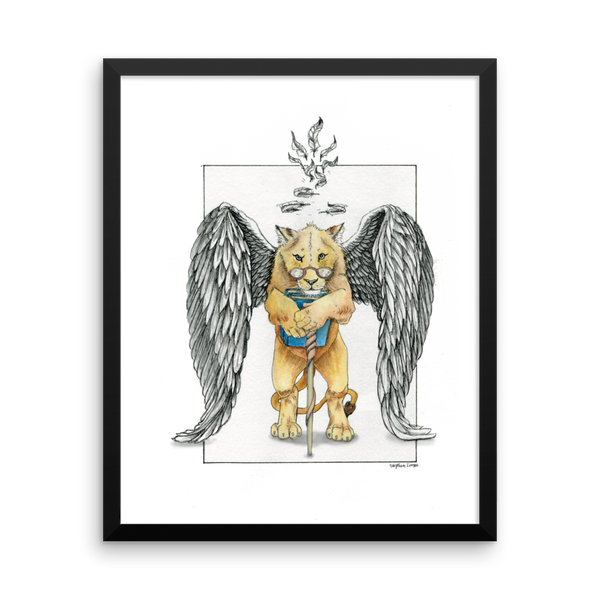 Super Intelligent, Magical Librarian, Lioness Angel Fine Art Print: Framed Photo paper poster