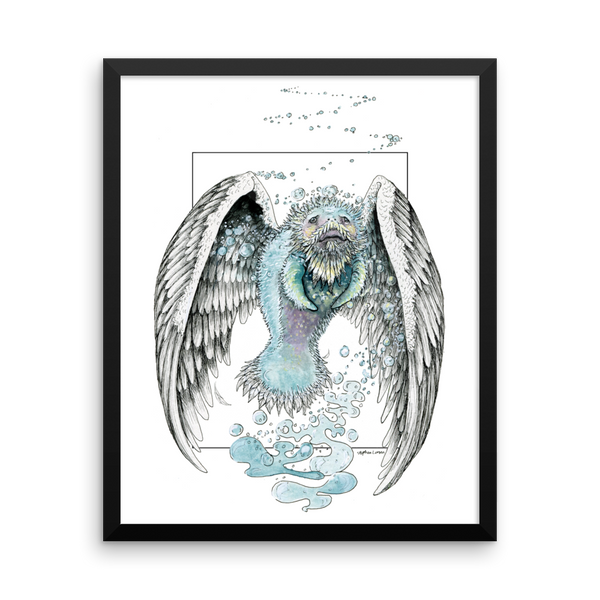 Water Bending, Flying, Manatee Angel Fine Art Print: Framed photo paper poster