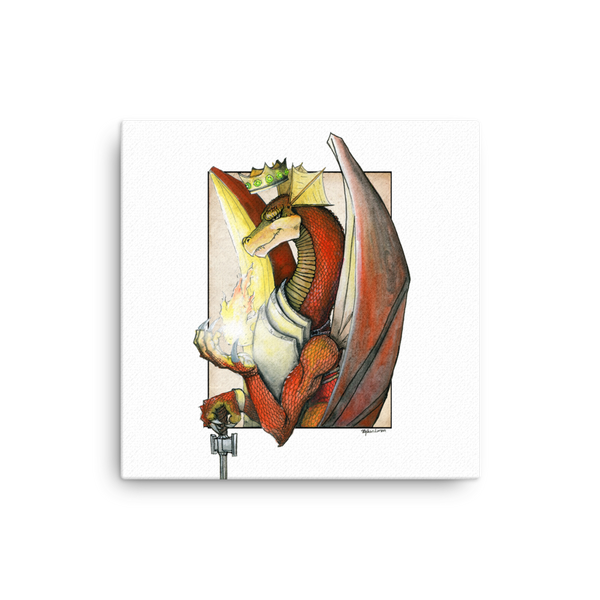 Fine Art Canvas Reproduction: "Kingly Might, Magical Flight, Royal Knight, Reddest of Dragons"