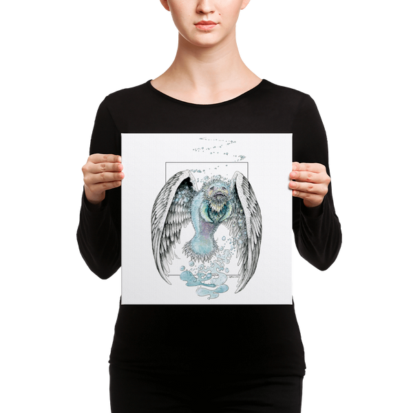 Fine Art Canvas Reproduction: "Water Bending, Flying, Manatee Angel"