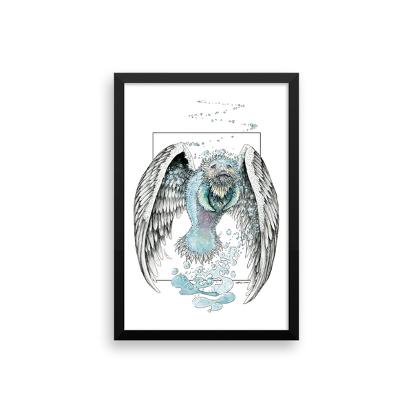 Water Bending, Flying, Manatee Angel Fine Art Print: Framed photo paper poster