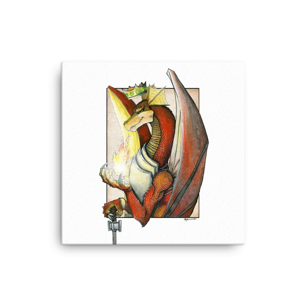 Fine Art Canvas Reproduction: "Kingly Might, Magical Flight, Royal Knight, Reddest of Dragons"