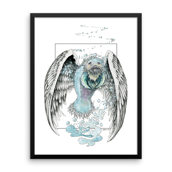 Water Bending, Flying, Manatee Angel Fine Art Print: Framed photo paper poster