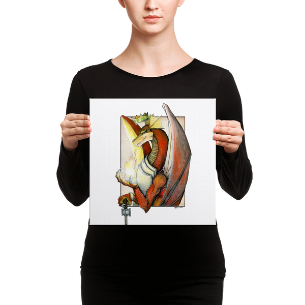 Fine Art Canvas Reproduction: "Kingly Might, Magical Flight, Royal Knight, Reddest of Dragons"