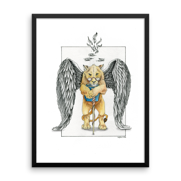 Super Intelligent, Magical Librarian, Lioness Angel Fine Art Print: Framed Photo paper poster