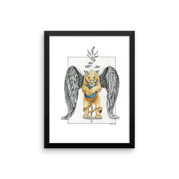 Super Intelligent, Magical Librarian, Lioness Angel Fine Art Print: Framed Photo paper poster