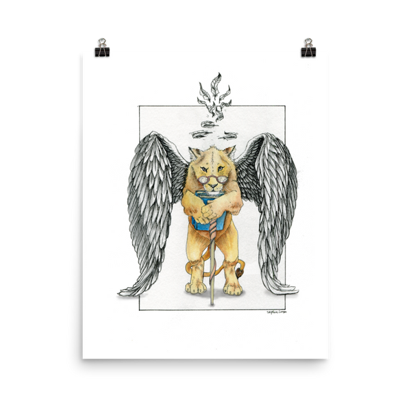 Super Intelligent, Magical Librarian, Lioness Angel Fine Art Print: Photo paper poster