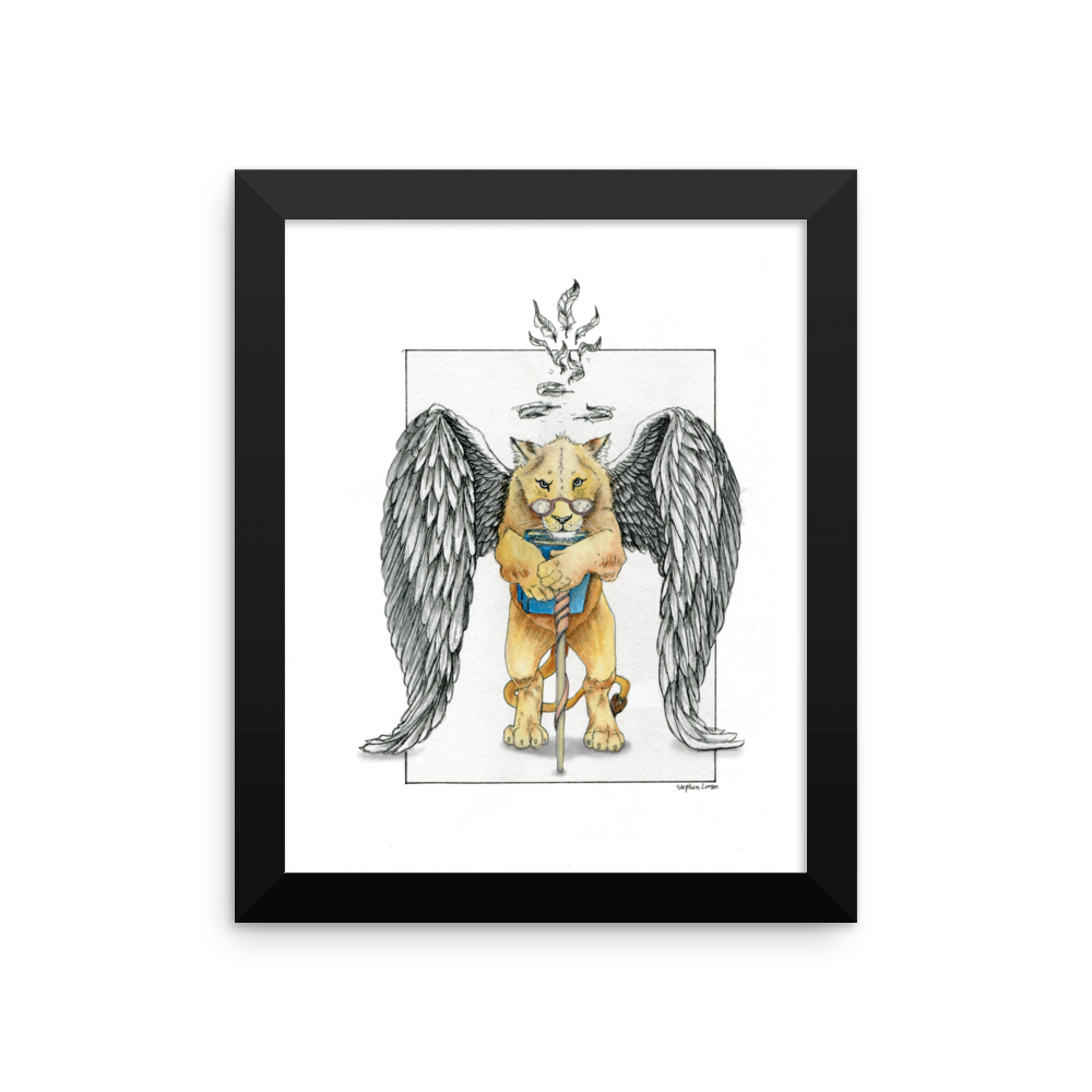 Super Intelligent, Magical Librarian, Lioness Angel Fine Art Print: Framed Photo paper poster
