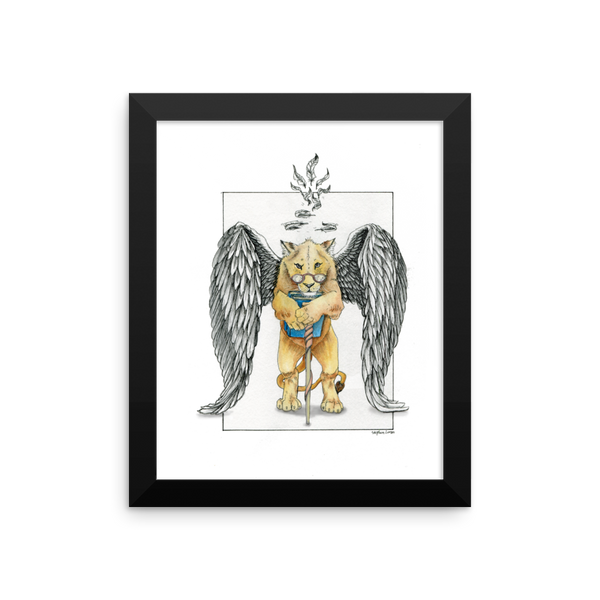 Super Intelligent, Magical Librarian, Lioness Angel Fine Art Print: Framed Photo paper poster