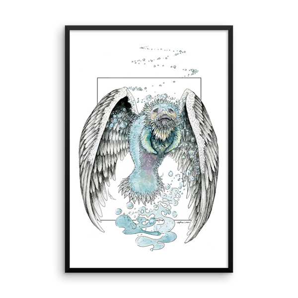 Water Bending, Flying, Manatee Angel Fine Art Print: Framed photo paper poster