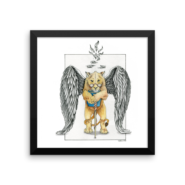 Super Intelligent, Magical Librarian, Lioness Angel Fine Art Print: Framed Photo paper poster