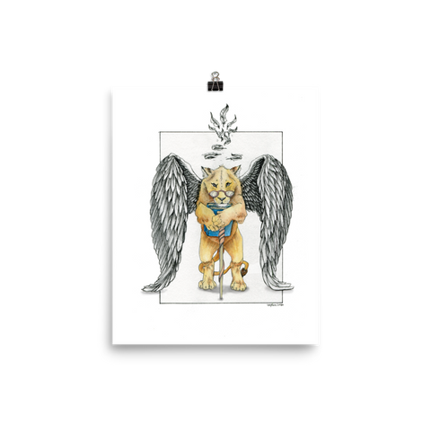 Super Intelligent, Magical Librarian, Lioness Angel Fine Art Print: Photo paper poster