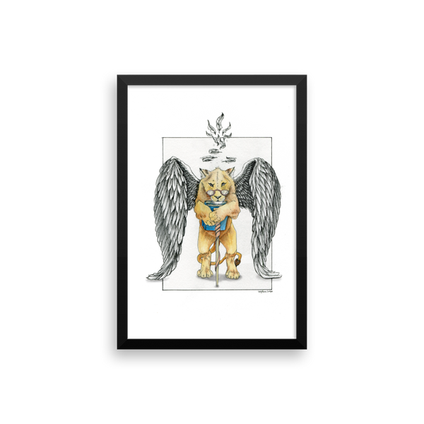 Super Intelligent, Magical Librarian, Lioness Angel Fine Art Print: Framed Photo paper poster
