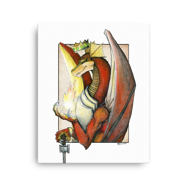 Fine Art Canvas Reproduction: "Kingly Might, Magical Flight, Royal Knight, Reddest of Dragons"