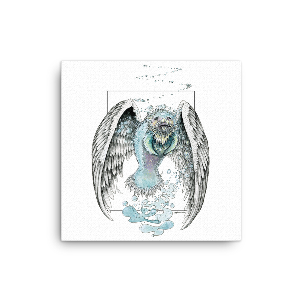 Fine Art Canvas Reproduction: "Water Bending, Flying, Manatee Angel"