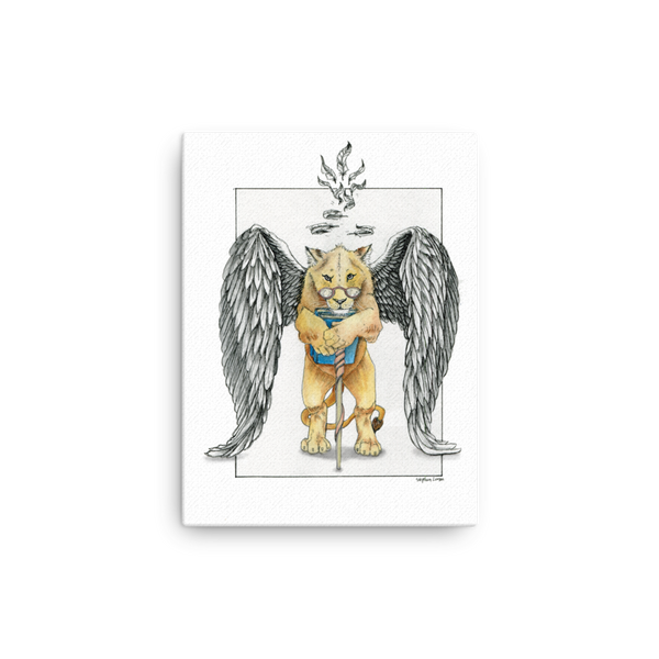 Fine Art Canvas Reproduction: Super Intelligent, Magical Librarian, Lioness Angel