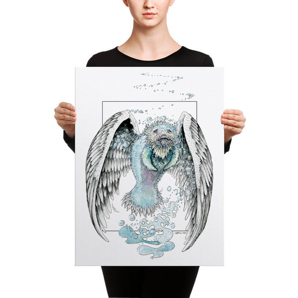 Fine Art Canvas Reproduction: "Water Bending, Flying, Manatee Angel"