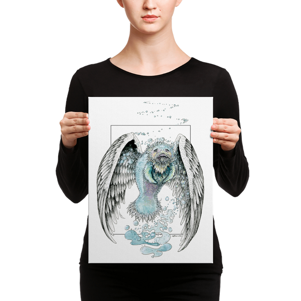 Fine Art Canvas Reproduction: "Water Bending, Flying, Manatee Angel"