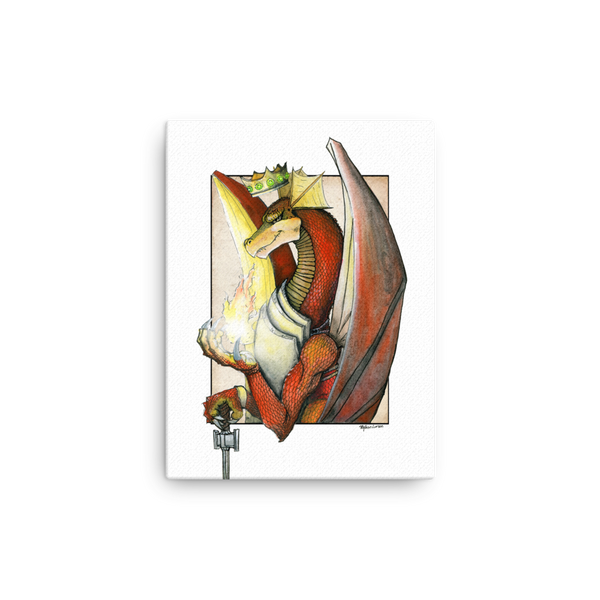 Fine Art Canvas Reproduction: "Kingly Might, Magical Flight, Royal Knight, Reddest of Dragons"