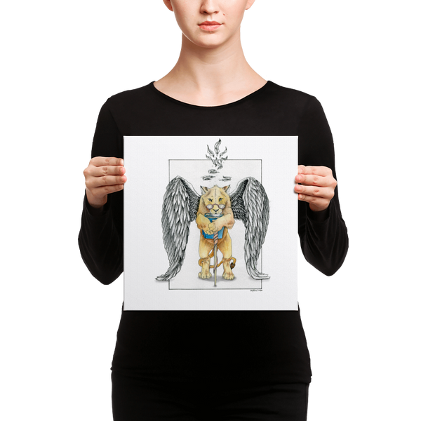 Fine Art Canvas Reproduction: Super Intelligent, Magical Librarian, Lioness Angel