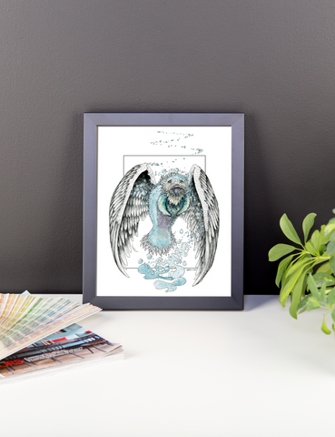 Water Bending, Flying, Manatee Angel Fine Art Print: Framed photo paper poster