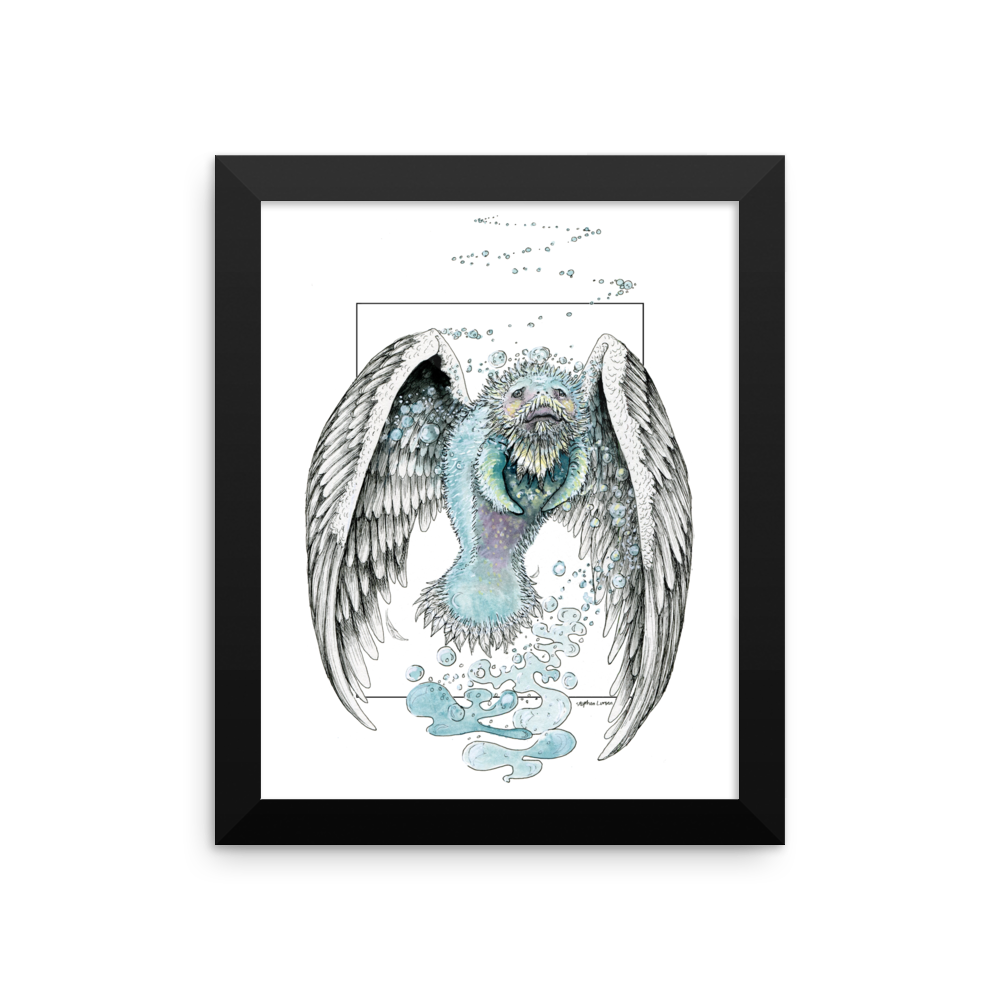Water Bending, Flying, Manatee Angel Fine Art Print: Framed photo paper poster