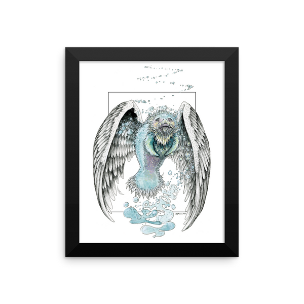 Water Bending, Flying, Manatee Angel Fine Art Print: Framed photo paper poster