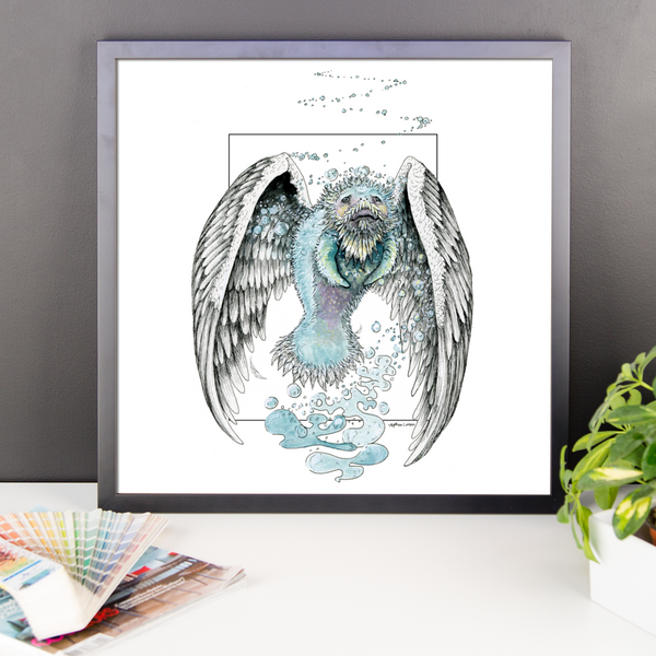Water Bending, Flying, Manatee Angel Fine Art Print: Framed photo paper poster