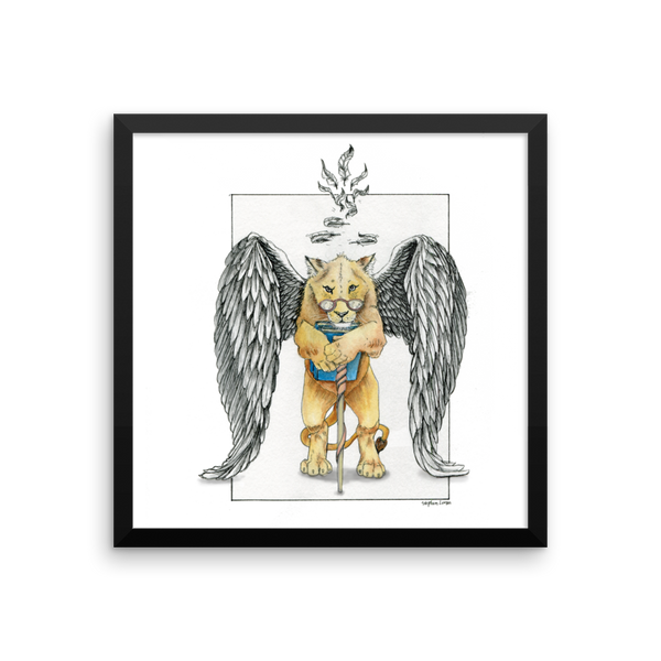 Super Intelligent, Magical Librarian, Lioness Angel Fine Art Print: Framed Photo paper poster