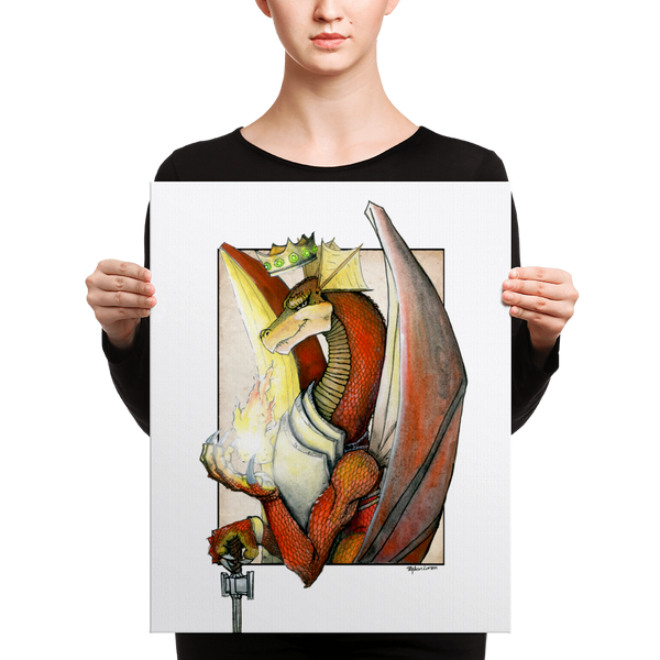 Fine Art Canvas Reproduction: "Kingly Might, Magical Flight, Royal Knight, Reddest of Dragons"