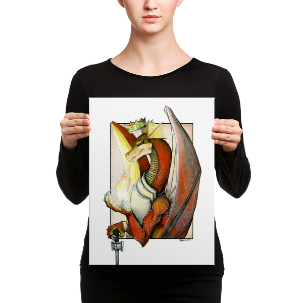 Fine Art Canvas Reproduction: "Kingly Might, Magical Flight, Royal Knight, Reddest of Dragons"