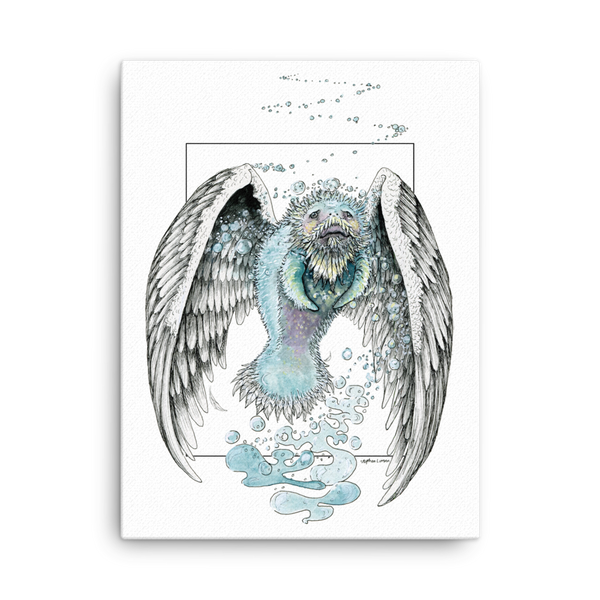 Fine Art Canvas Reproduction: "Water Bending, Flying, Manatee Angel"