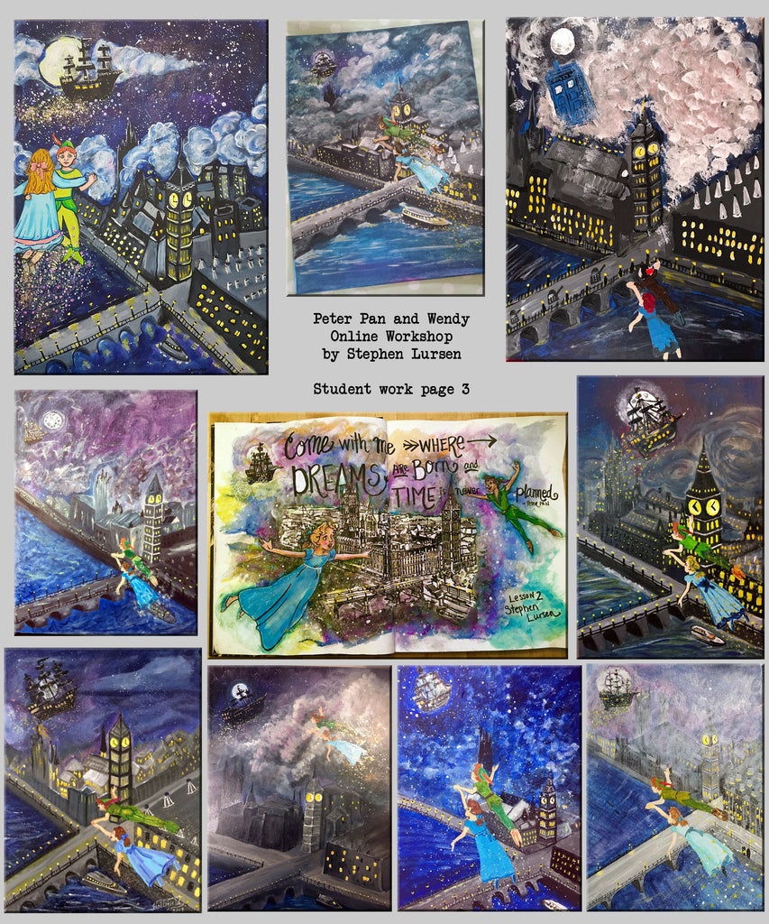 Beautiful Student work from Peter Pan and Wendy Online workshop