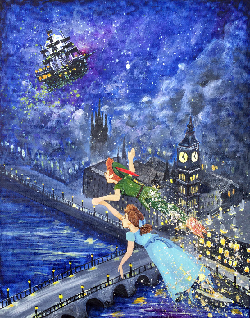 Peter Pan and Wendy Online, Mixed Media, Painting Workshop by Stephen Lursen