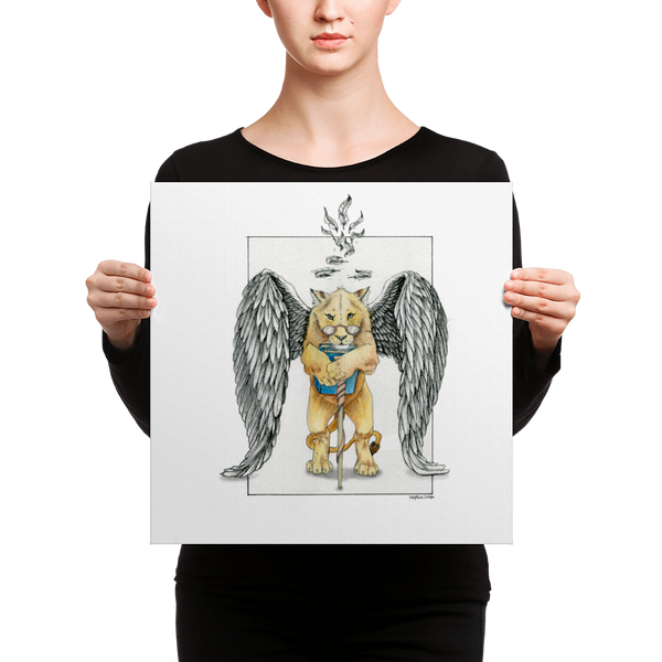 Fine Art Canvas Reproduction: Super Intelligent, Magical Librarian, Lioness Angel