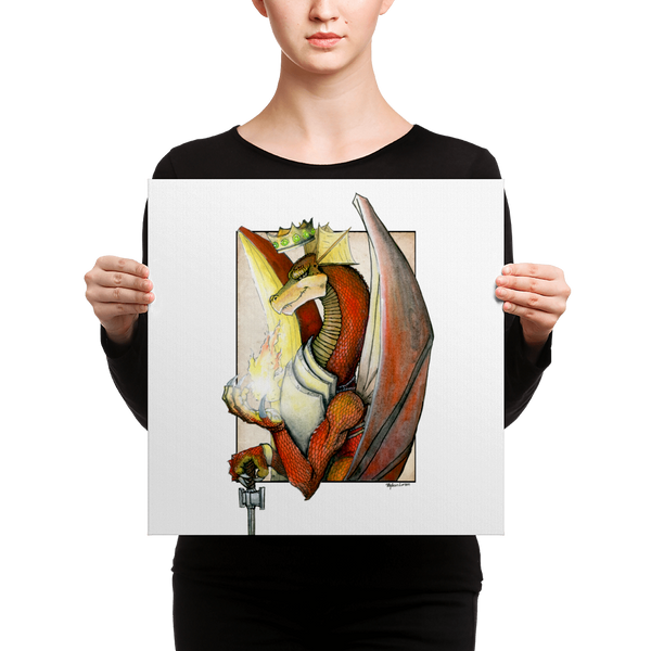 Fine Art Canvas Reproduction: "Kingly Might, Magical Flight, Royal Knight, Reddest of Dragons"