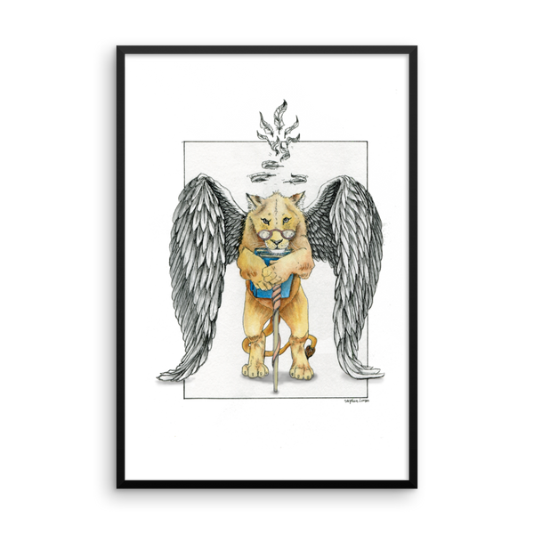 Super Intelligent, Magical Librarian, Lioness Angel Fine Art Print: Framed Photo paper poster