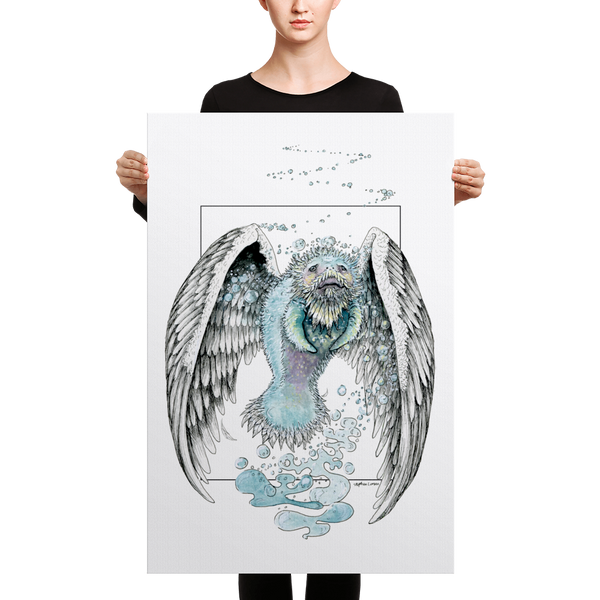 Fine Art Canvas Reproduction: "Water Bending, Flying, Manatee Angel"