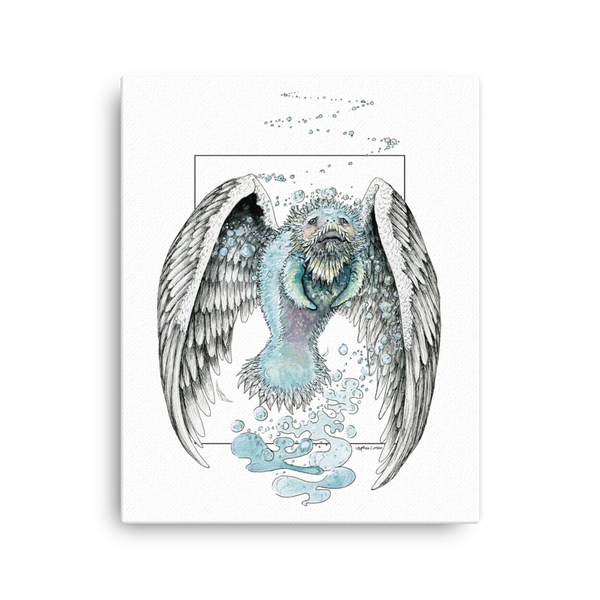 Fine Art Canvas Reproduction: "Water Bending, Flying, Manatee Angel"